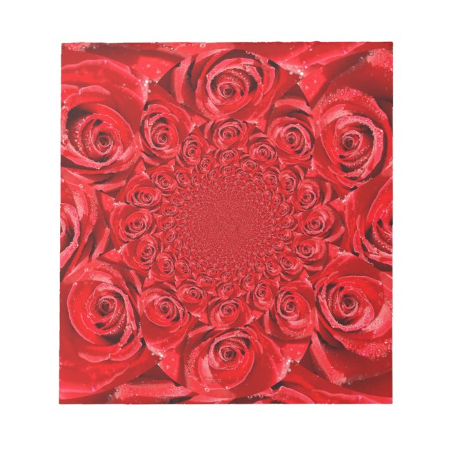 Rote Rosen Kaleidoskop: Happy Valentine's Day Art Notizblock (Vorderseite)