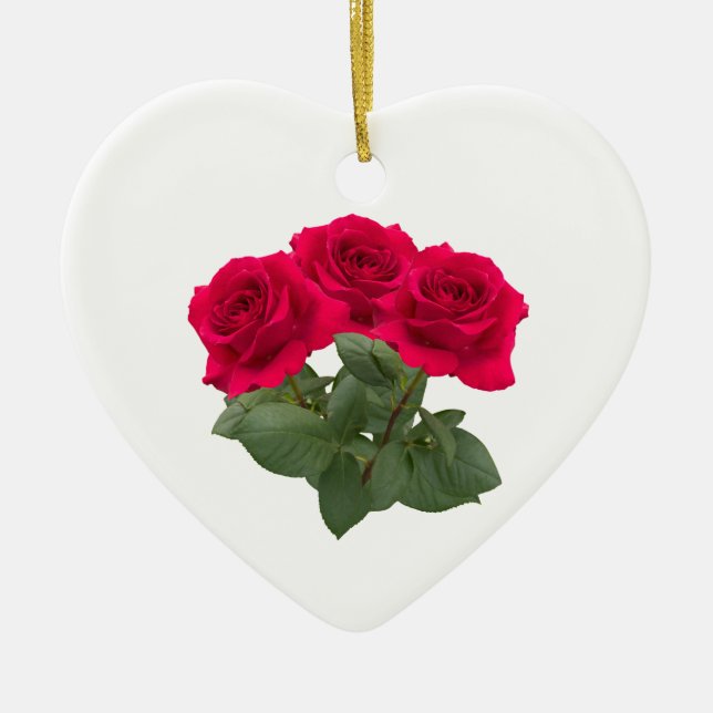 Rote Rosen Keramik Ornament (Vorne)