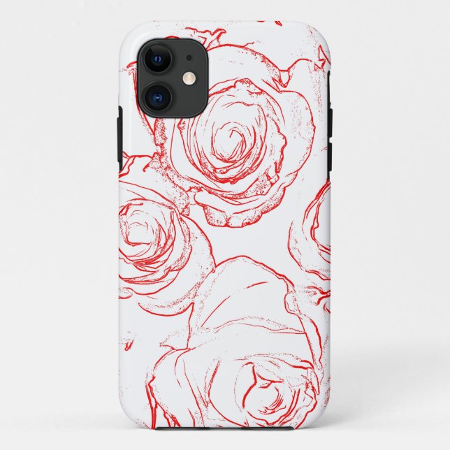 Rote Rosen Konturen Case-Mate iPhone Hülle (Rückseite)