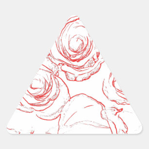 Rote Rosen Konturen Dreieckiger Aufkleber