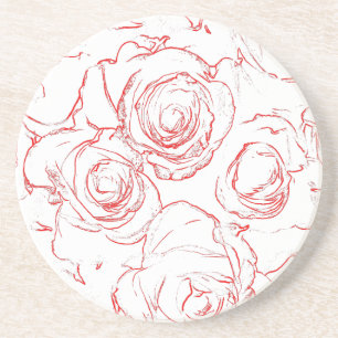 Rote Rosen Konturen Untersetzer