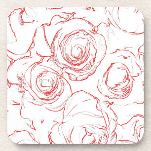 Rote Rosen Konturen Untersetzer