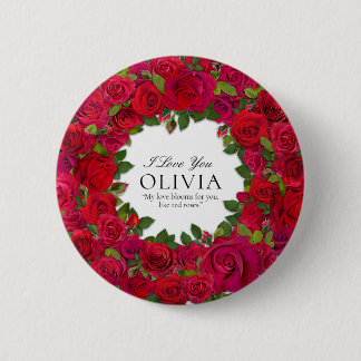 Rote Rosen Kreisförmiger Kranz Benutzerdefinierter Button