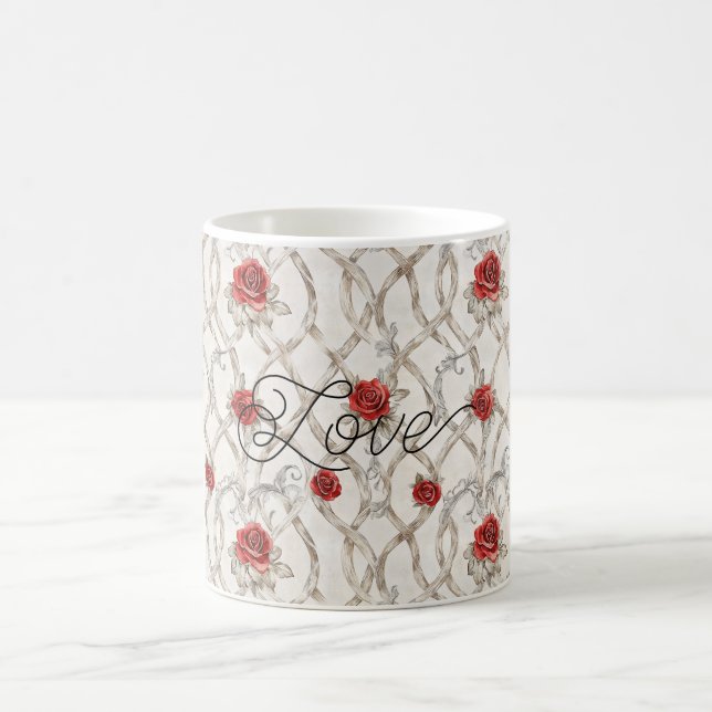 Rote Rosen Kunstholz Florale Liebe Kaffeetasse (Mittel)