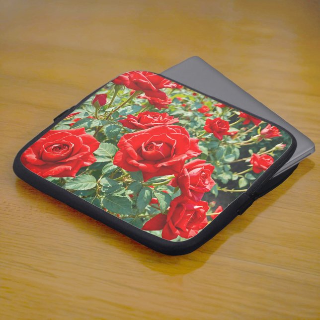 Rote Rosen Laptop-Hülle Laptopschutzhülle (Laptop sleeve with red roses)