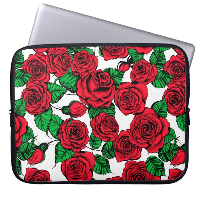 Rote Rosen Laptopschutzhülle (Vorderseite)