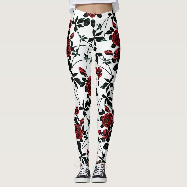 Rote Rosen. Leggings (Vorderseite)