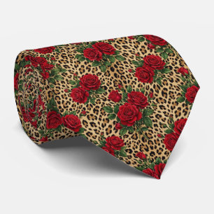 Rote Rosen Leopardenmuster Krawatte