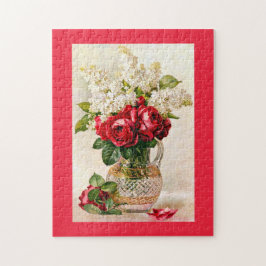 Rote Rosen & Lilacs Paul de Longpre Vintag Puzzle