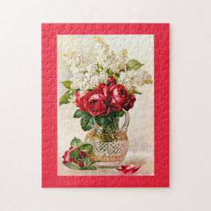 Rote Rosen & Lilacs Paul de Longpre Vintag Puzzle