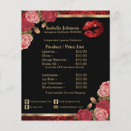 Rote Rosen Lippen Glitzer - Schwarzes Produkt / Pr Flyer