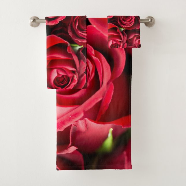 Rote Rosen Luxus Badetuch Set (Insitu)
