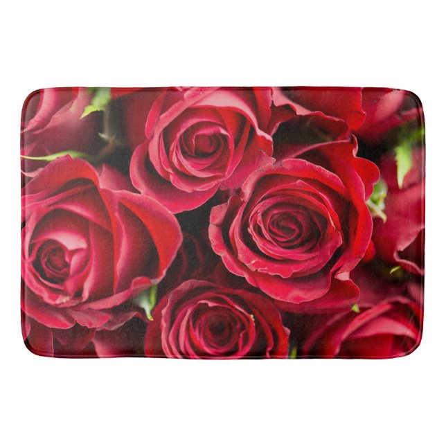 Rote Rosen Luxus Bath Mat Badematte (Vorderseite)
