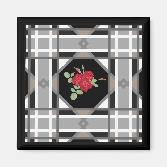 Rote Rosen-Magnet Magnet (Vorne)