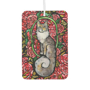 Rote Rosen Maine Coon Kitty Cat Art Rose Garten Autolufterfrischer