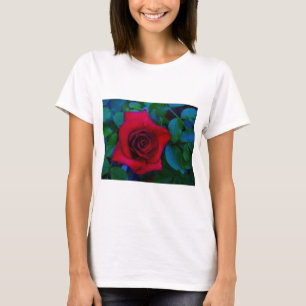 Rote Rosen mit blauen Farbtönen T-Shirt