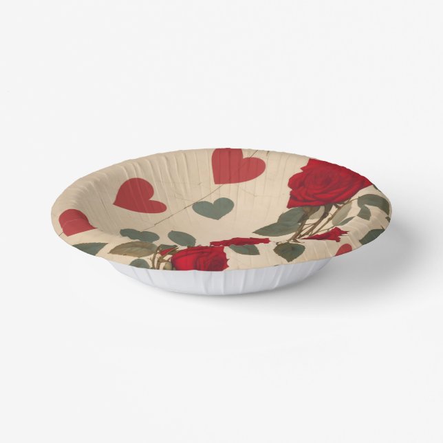 Rote Rosen mit Herz-Muster Romantische Pappteller (Gewinkelt)