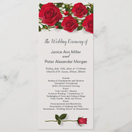 Rote Rosen mit Herzen Hochzeitsprogramm Programm