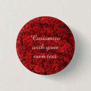 Rote Rosen mit individuellem Text Button