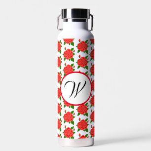 Rote Rosen mit Knospen Monogramm Thor Isoliert Trinkflasche