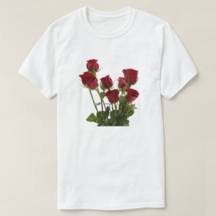 Rote Rosen mit langer Steppe T-Shirt