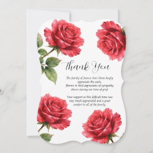 Rote Rosen Mitgefühl Florales Beerdigungs-Dankesch Einladung