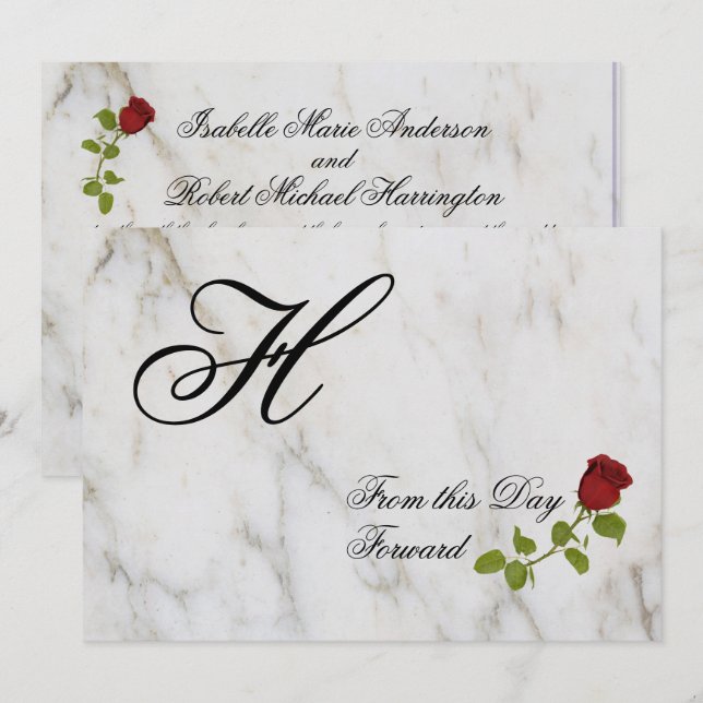 Rote Rosen| Monogramm| Ab diesem Tag Einladung (Vorne/Hinten)