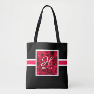 Rote Rosen Monogramm-Tasche
