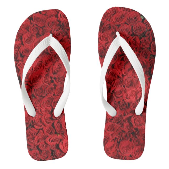 Rote Rosen Muster-37431 Flip Flops (Fußbett)