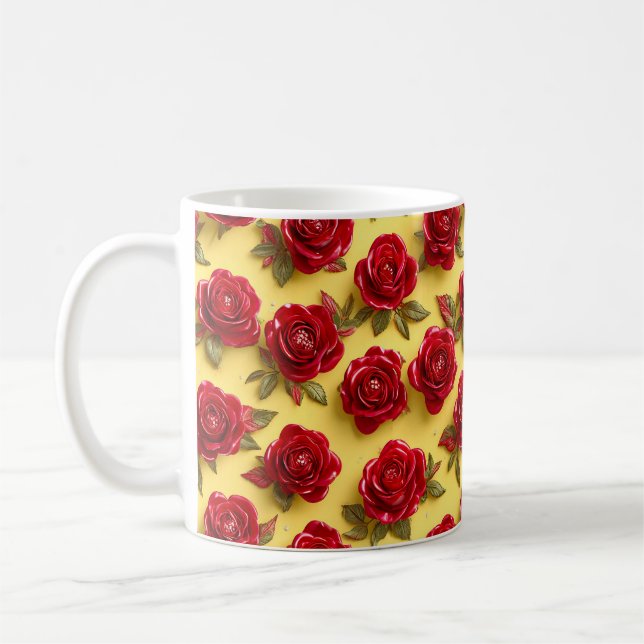 Rote Rosen Muster Kaffeetasse (Links)