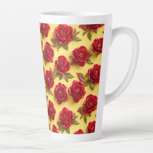 Rote Rosen Muster Milchtasse (Rechts)