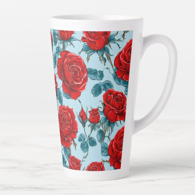 Rote Rosen Muster Milchtasse (Rechts)