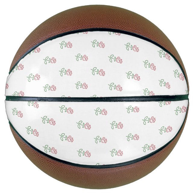 Rote Rosen, Muster von Rose, Blume Basketball (Vorderseite)