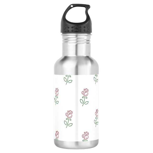 Rote Rosen, Muster von Rose, Blume Edelstahlflasche (Vorderseite)