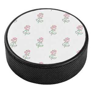 Rote Rosen, Muster von Rose, Blume Eishockey Puck