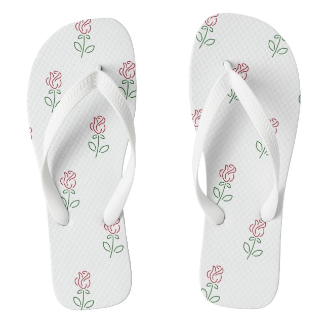 Rote Rosen, Muster von Rose, Blume Flip Flops (Fußbett)
