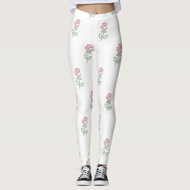 Rote Rosen, Muster von Rose, Blume Leggings (Vorderseite)