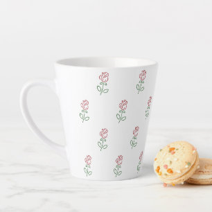 Rote Rosen, Muster von Rose, Blume Milchtasse