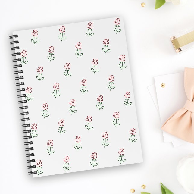 Rote Rosen, Muster von Rose, Blume Notizbuch (Von Creator hochgeladen)