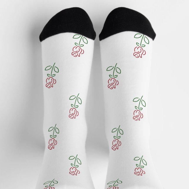 Rote Rosen, Muster von Rose, Blume Socken (Oben)