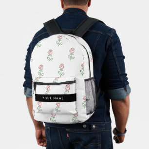 Rote Rosen, Muster von Rose, Ihr Name Bedruckter Rucksack