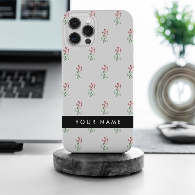Rote Rosen, Muster von Rose, Ihr Name Case-Mate iPhone Hülle (Von Creator hochgeladen)