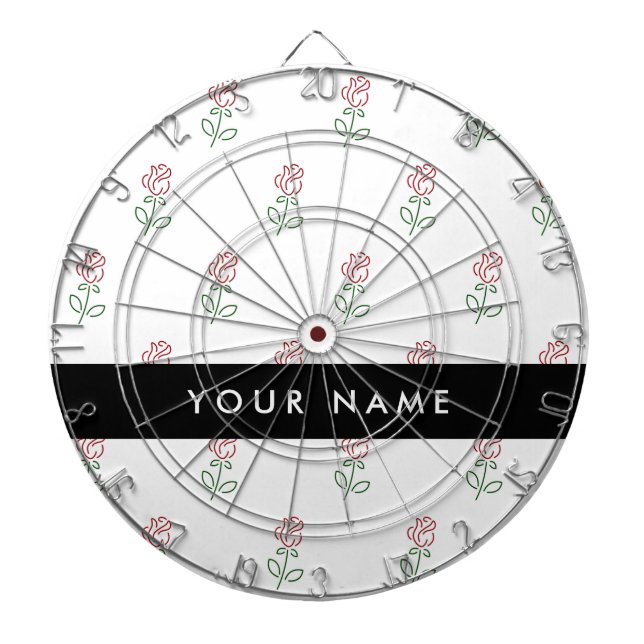 Rote Rosen, Muster von Rose, Ihr Name Dartscheibe (vorne)