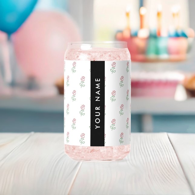 Rote Rosen, Muster von Rose, Ihr Name Dosenglas (Insitu (Baby Party))