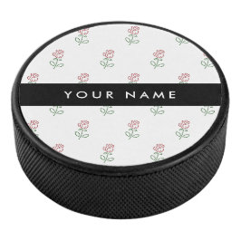 Rote Rosen, Muster von Rose, Ihr Name Eishockey Puck