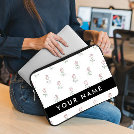 Rote Rosen, Muster von Rose, Ihr Name Laptopschutzhülle