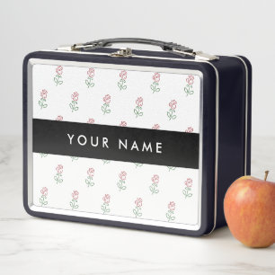 Rote Rosen, Muster von Rose, Ihr Name Metall Brotdose