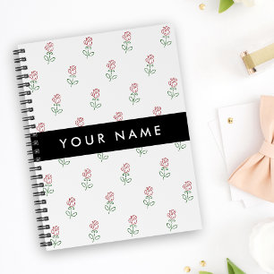 Rote Rosen, Muster von Rose, Ihr Name Notizbuch