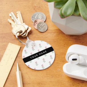 Rote Rosen, Muster von Rose, Ihr Name Schlüsselanhänger