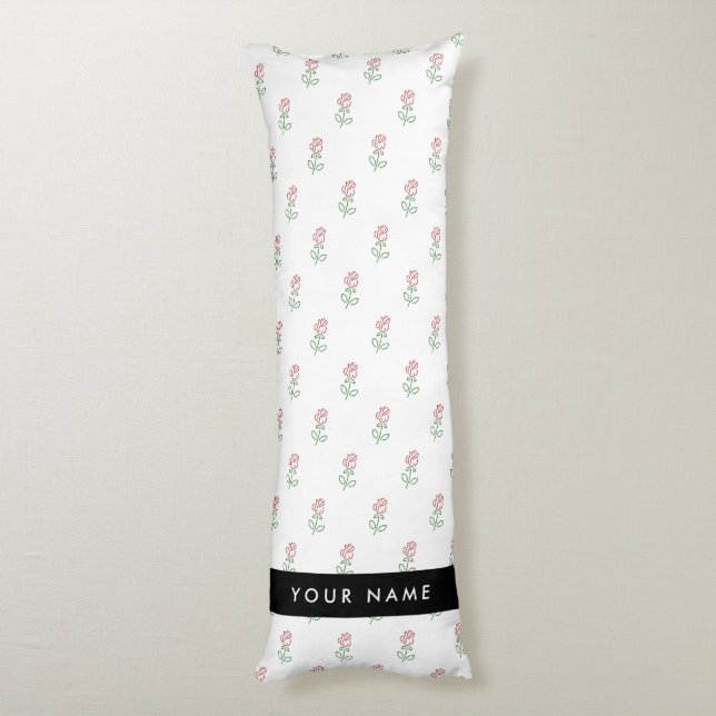 Rote Rosen, Muster von Rose, Ihr Name Seitenschläferkissen (Rückseite (Vertikal))